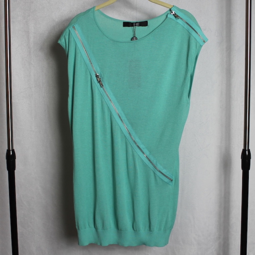 BEDO Knit Sleeveless Sweater with Silver Zippers